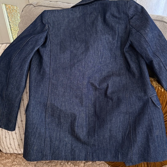 Zara Denim Tailored Denim Blazer Fully Lined One Button Size X-Small - Picture 5 of 8